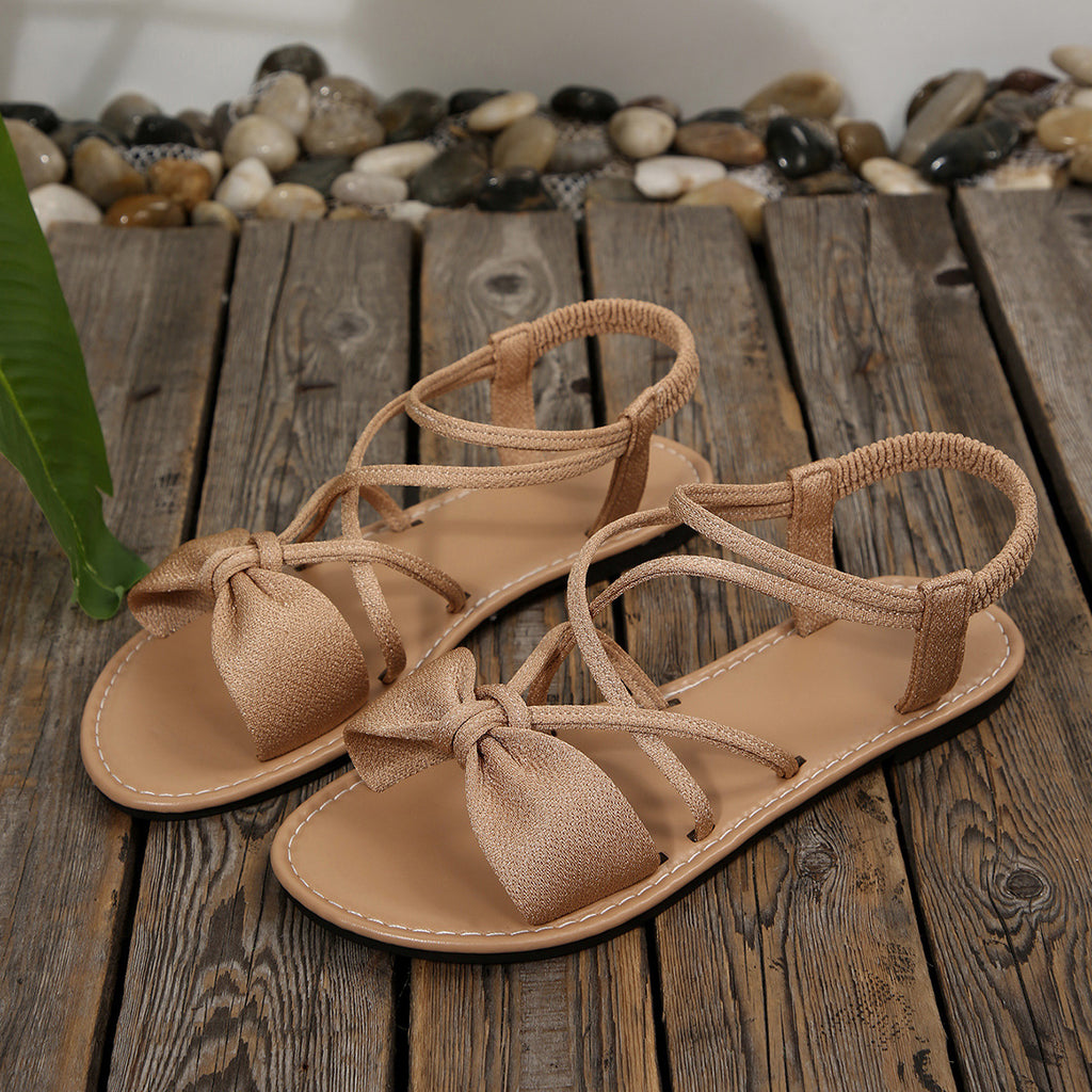 🎀 Knot-Front Stretch Ankle Sandals – Slide & Go with Arch Support ☀️