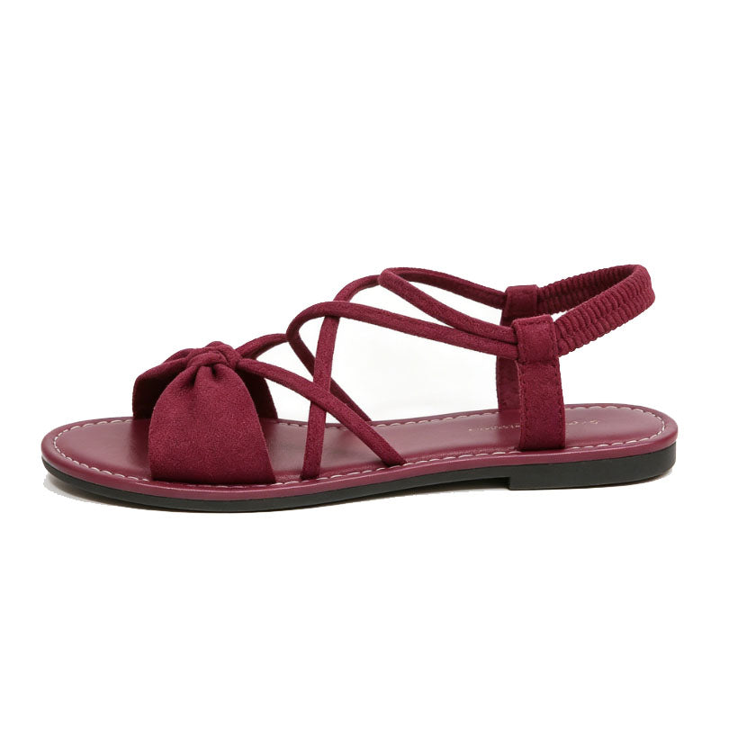 🎀 Knot-Front Stretch Ankle Sandals – Slide & Go with Arch Support ☀️