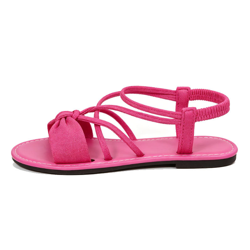 🎀 Knot-Front Stretch Ankle Sandals – Slide & Go with Arch Support ☀️