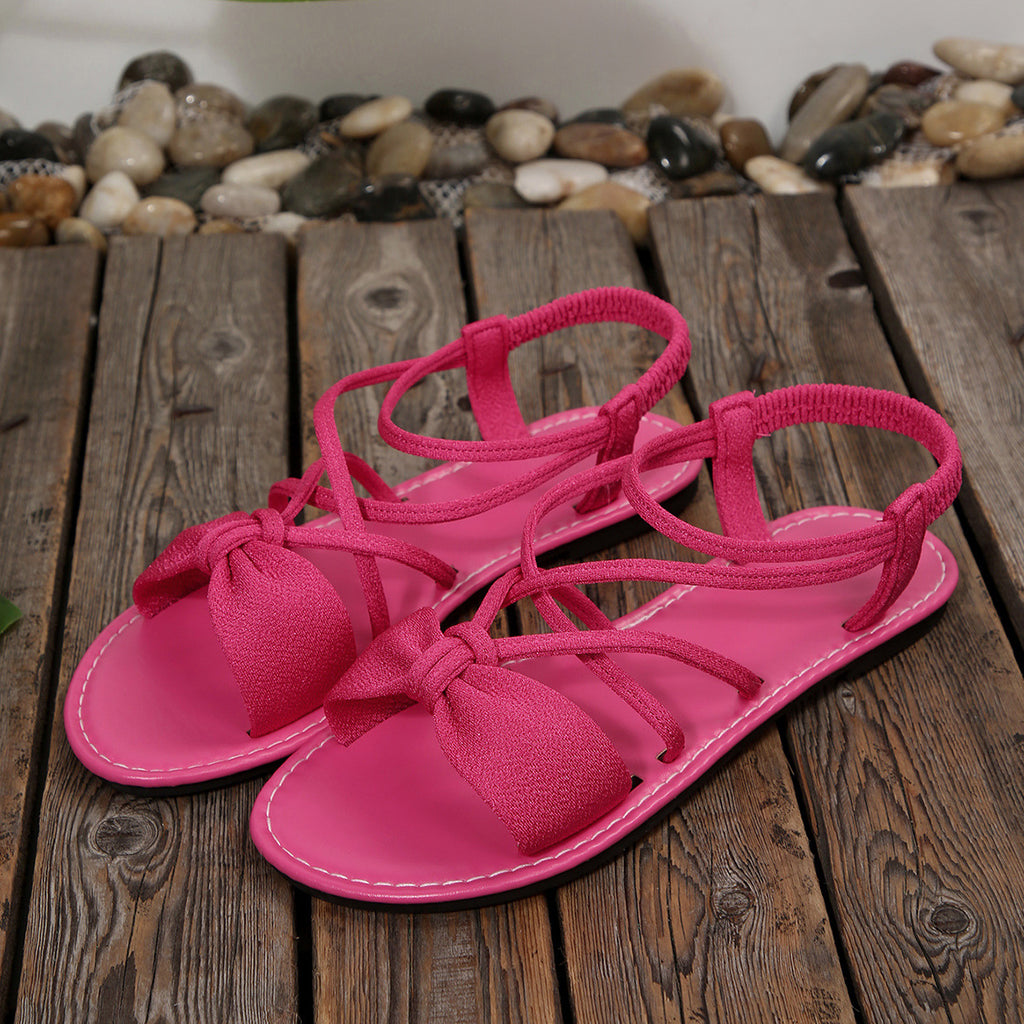 🎀 Knot-Front Stretch Ankle Sandals – Slide & Go with Arch Support ☀️